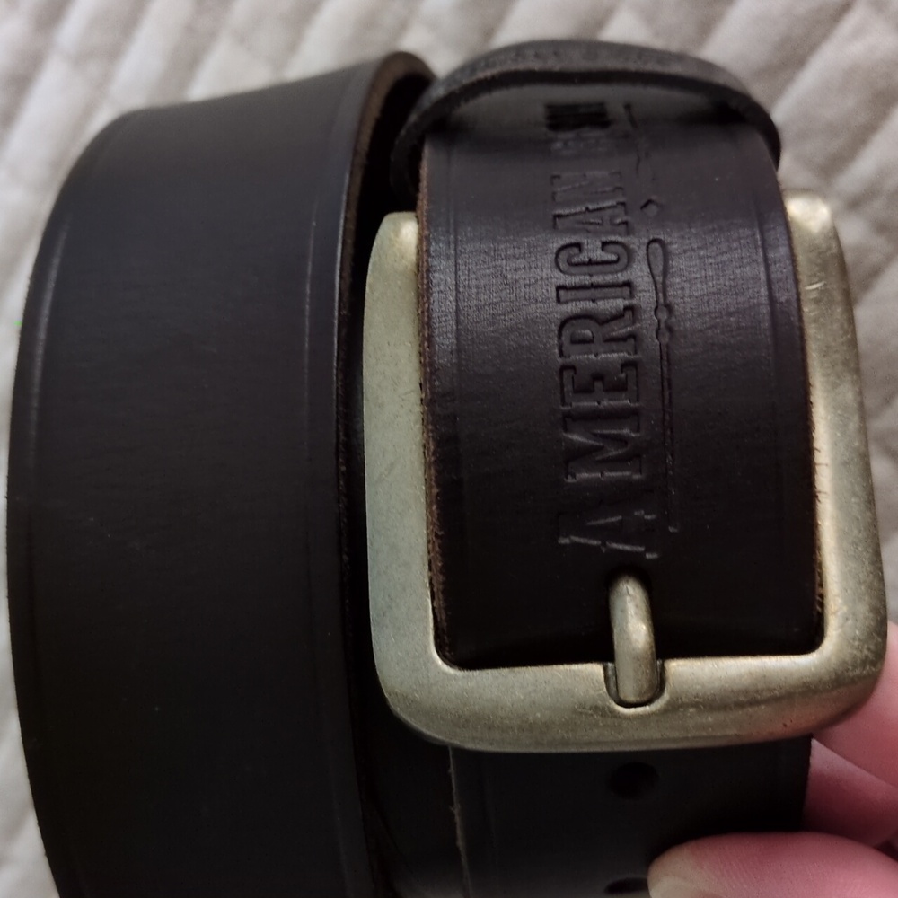 American Bison Dark Brown Leather Belt 36 - Picture 8 of 13